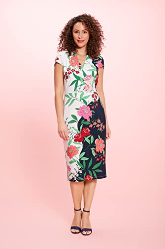 Image of London Times Women's London Times Women's Dresses V-Neck Cap Sleeve Sheath Dress Guest of Desk to Dinner Easy Comfortable Garden Party