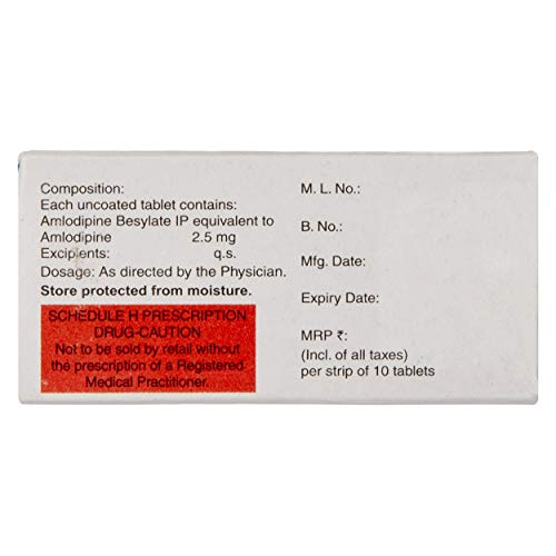 Image of Amlosafe 2.5 - Strip of 10 Tablets
