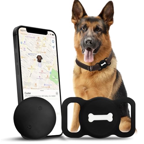 Nasuanata Tracker Hund, Ohne ABO Positionstracker mit Silikonschale, Kein GPS Gerät zur Überwachung funktioniert mit Find My (nur iOS) (Schwarz)
