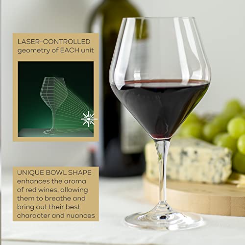 Red Wine Glasses Set Of 6, 10 Oz, Modern Elegant, True Czech Lead-Free Durable Crystal Wine Glass #TOP2