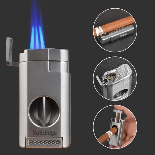 Encendedor Triple Llama con Cortador Integrado Plateado miniatura 2