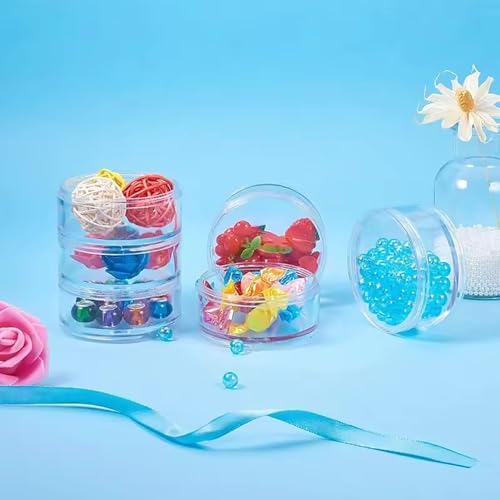 Image of Xhziy 5ml and 10ml Superposition PS Transparent Box 2 Sets of Transparent Storage Box Round Storage Box Bead Container Diamond Painting Storage Sample Accessories 4 Sets