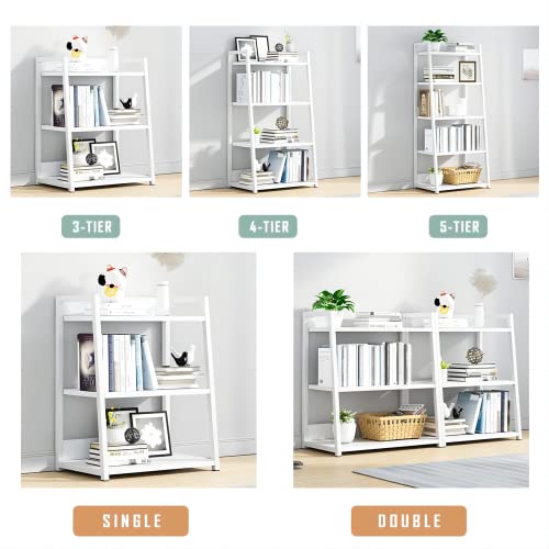 Image of IOTXY 3 Tier Ladder Shelf Bookcase, 19.7 inch x 11.8 inch x 27 inch in, White
