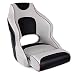 Leader Accessories Two Tone Captains Bucket Seat Boat Seat Premium Sports Flip Up Boat Seat(Light Grey/Black,Dark Red Piping)