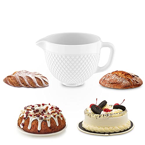 Mixing Ceramic Bowls Fit Kitchenaid Stand Mixer Bowl 5 Quart Tilt-Head Stand Mixer Bowl-Three-Dimensional Lace White #TOP4