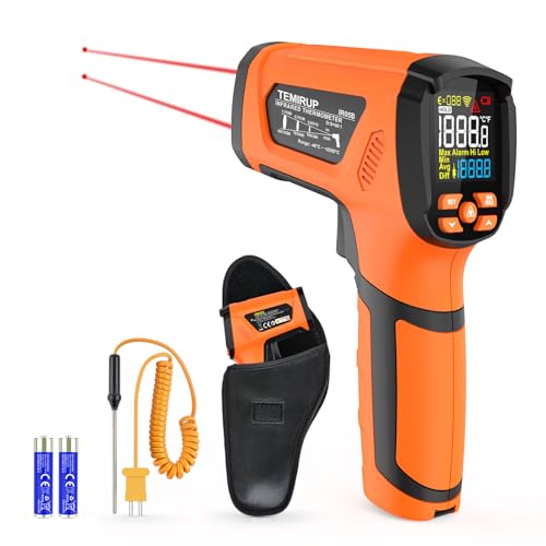 Image of Infrared Thermometer Temperature Gun, -40℉-3632℉, High Temp Thermometer with Thermocouple Probe, Non-Contact 50:1 Pyrometer Dual Laser Thermometer Gun for Engine, Kiln, Forging, Industrial