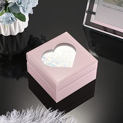 Hipiwe Pink Glass Heart Sequin Jewelry Box #TOP19