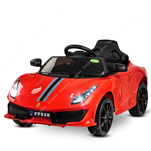 Image of Baybee Tuborg Rechargeable Battery-Operated Ride on Electric Car for Kids | Ride on Baby Car with Foot Accelerator & Music | Battery Operated Big Car for Kids to Drive 2 to 6 Years Boy Girl (Red)