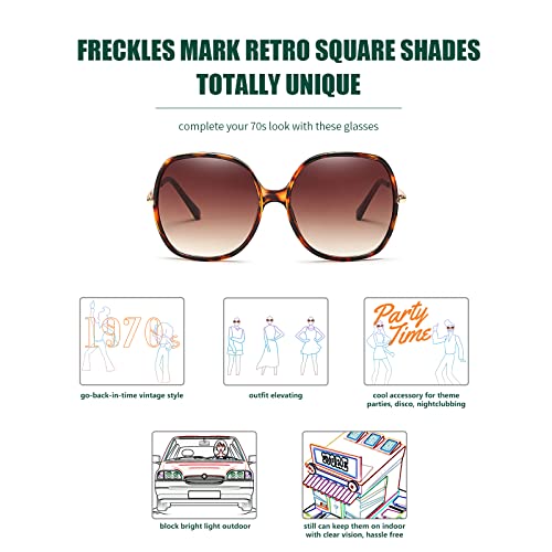 Image of Freckles Mark 70s Super Oversize Square Sunglasses for Women Vintage Rectangular Plastic Frame