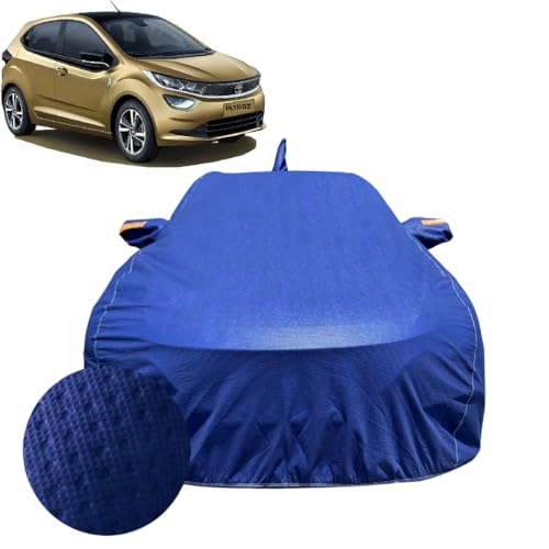 Image of Car Cover for Tata Altroz (2020-2024)| 100% Waterproof Cover with Front Side Antenna & Reflective Mirror Pockets | Dustproof, Scratchproof, Heatproof Altroz Car Cover|Soft Cotton Lining|Blue