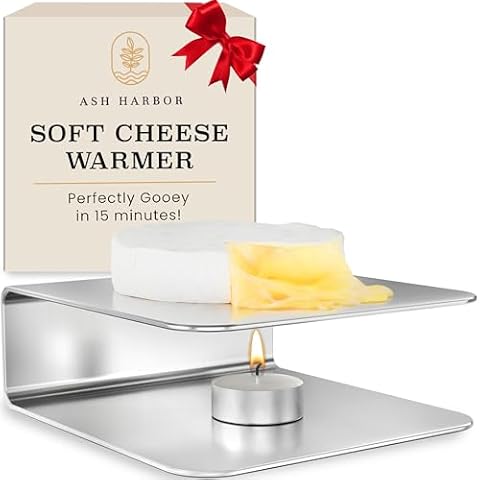 Soft Cheese Warmer – Warming Plate for Camembert & Brie Cheese – Complement Large or Mini Charcuterie Boards with Your Slow-Melt, Stainless Steel, Dishwasher-Safe Charcuterie Accessories by Ash Harbor Cover