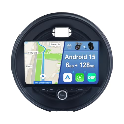 YUNTX IPS 9” [6GB+128GB] Android 15 2 DIN Autoradio para BMW Mini Cooper R56 F55 F56 F57 John Cooper Works, One First, One D, Cooper SD 2014 2019 con CarPlay/Android Auto/DSP/GPS/Bluetooth+CAM+Mic