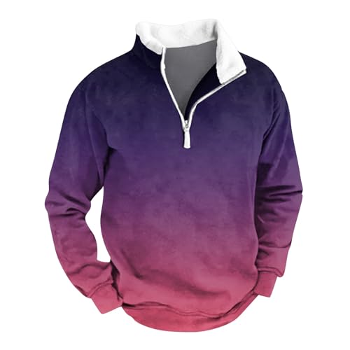 Arbeitspullover Männer Winter Pullover Groesse S Of the Cotton T-Shirt Dunkelgrau Hoodi Hoodie Herren Retro Top Herren Elegant Kapuzen Sweatshirt Poloshirt Langarm Brusttasche(Dark Purple,5XL)