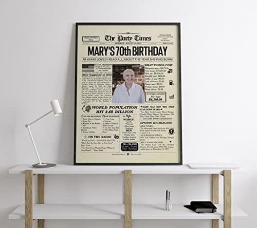 Personalized 70Th Birthday Party Decorations For Men, Women, Dad, Mom, Back To 1952 Poster Gifts, Gift For Dad, Mom, Him, Her, Father, Mother Turning 70 Years Old, Back To 1952 Poster With Your Personalized Photo, Unique Gift Idea #TOP4