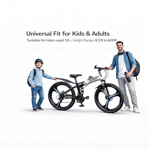 Image of X6 Series 21-Speed Gear Cycle for Men | Foldable 26-Inch Bicycle with Spoke Alloy MacWheels, Dual Disc Brakes & Dual Suspension | Off-Road & City Riding Bike (Black 3 Spoke)