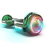 SUNDERWELL Electric Hoverboard for Kids, Hover board with Wireless Bluetooth Speaker and LED Flashing Wheel Lights, 6.5' All Terrain Hoverboard Max Speed 9 MPH, Max 165lbs​ (Chrome Green)