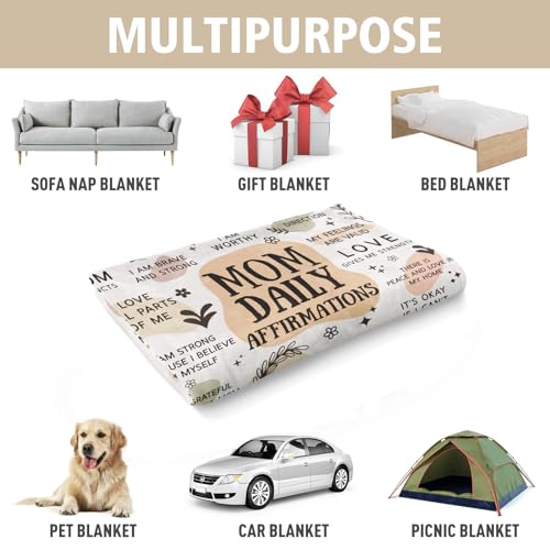 BaubleDazz New Mom Gifts Blanket, Mama Daily Affirmations, Postpartum Pregnancy Gift for First Time Moms, Mommy to Be, Mama, New Mom Essentials, First Mothers Day Birthday Gifts for Moms(50" x 60")