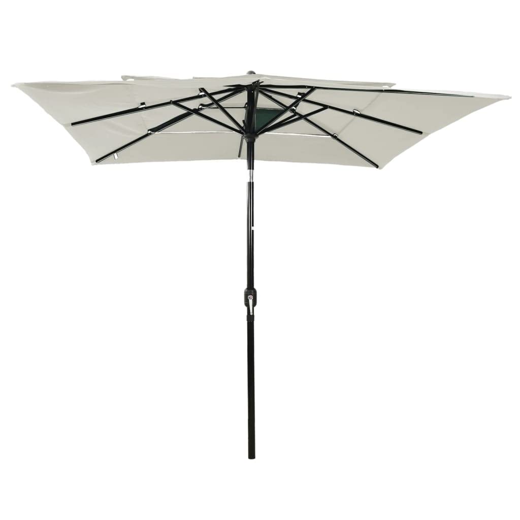 Sombrilla de 2 x 2 m con mástil de aluminio y manivela, sombrilla de jardín de 3 capas plegable para terraza, balcón y jardín, sombrilla cuadrada de mercado 200 x 200 cm, antracita