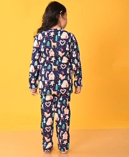 Image of ANTHRILO Sleepwear Pajama Set for Girls | Blue Nightwear with Top & Ankle Length Pajama | Regular Wear Round Neck - Full Sleeves T-Shirt |Homeware Skin Friendly Fabric| Cotton / 4-5 Years