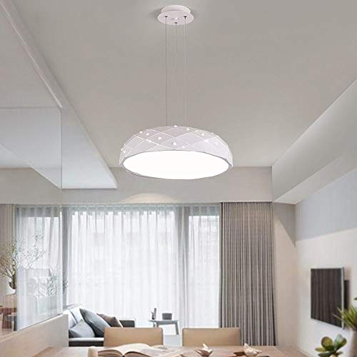 Lustre LED rond en fer blanc et acrylique moderne pour salon