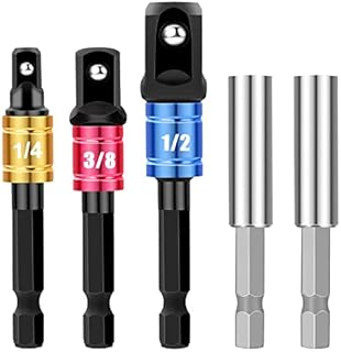 3PCS Impact Driver Bits, 1/4" 3/8" 1/2" Drive Impact Driver Socket Adapter Set Drill Extension Colorful Set with 2PCS 60MM Posts
