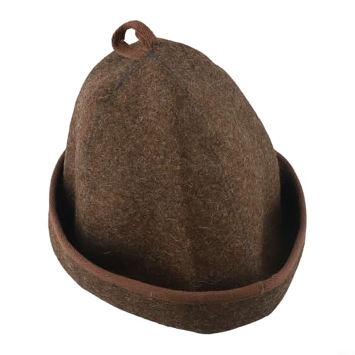 Niceminiwall Sauna Felt Hat Bath Wool House Banya Cap Steam Room Vaporarium Portable Adjustable Strap Heat Retention Insulation Comfortable Lightweight Foldable Brown 34 * 26 * 0.3CM