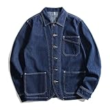 veste jean brut Tissu : tissu en coton solide, spécialement traité, non seulement doux et doux pour la peau, confortable et durable. Il a également une excellente résistance à l'usure et ne se déforme pas et ne se décolore pas facilement. Que ce soit pour un usage quotidien ou des activités de plein air, il peut être facilement manipulé