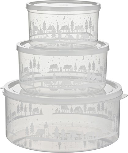 MiraHome Keksdosen 3er Set Transparent Winterdorf (1,5l/2,5l/5l) –...