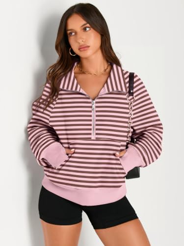 Image of AUTOMET Womens Sweatshirts Half Zip Fleece Pullover Fall Outfits | Fall Fashion Clothes 2026,Cropped Hoodies,Cute Y2k Tops,Quarter Zipper Sweater,Winter Loungwear Outfits