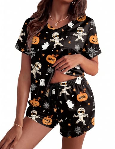 Image of Ekouaer Silk Pajama for Women Short Sleeve Satin Pj Set Two Piece XS-XXL