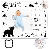 Picture of KEMINA BLANKETS Bear Baby Milestone Blanket for Boys, Includes Felt Frame, 50x40