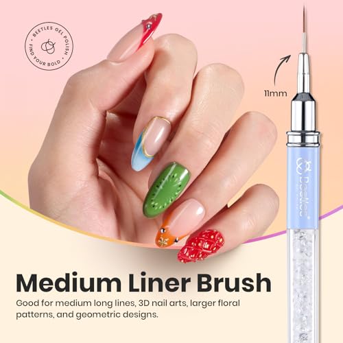 Image of Beetles Gel Polish Nail Art Liner Brushes 5Pcs Painting Art Design Pen Set Diamond Application Rhinestone Handle Drawing Nail Art Brushes Tools Sizes 5 /6 /11 /20 /25mm Nail Art Design Gift for Women