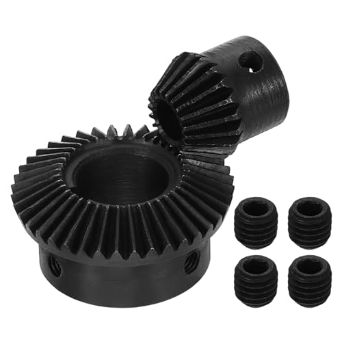 Image of uxcell 2Pcs Tapered Bevel Gears Set, 1 Mod 1:2 (20T /40T) Harden Steel Straight Bevel Gear, 90 Degree Steering Motor Gears, (8mm /17mm Shaft Hole with Keyway)