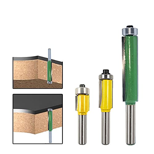 BIGP 3 unidades de 8 mm de vástago para fotocopiadora de madera, juego de fresas rectas, cuchillas de corte superiores Bearing Flush Trim Bit Cover