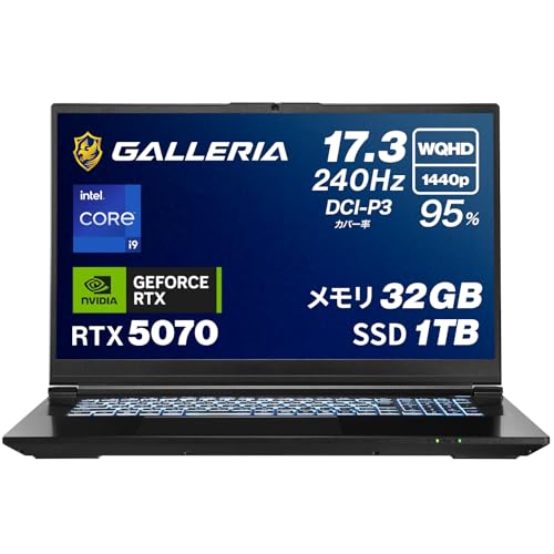 KA NGC^[m[gPC GALLERIA ZL9C-R57-C7 RTX5070 Core i9-14900HX 32GB SSD1TB 17.3WQHD Windows 11 Home 18633-3348