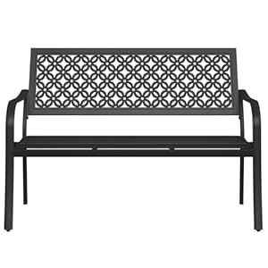 Grand patio Outdoor Bench, Garden Benches with Anti-Rust Metal Powder Coated Frame, Patio Bench for Front Porch Park Outside Furniture Decor, Black