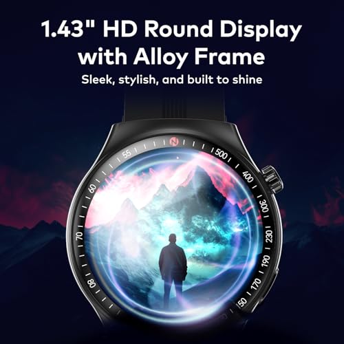 Image of itel Alpha Style 36.3mm (1.43 inch) AMOLED Display, Round Dial SmartWatch, 700 Nits Brightness, 12 Days Battery Life, Bluetooth Calling Along with Multisport Modes Smart Watch, IP68 Waterproof (Black)