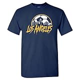 Xtreme Apparrel Los Angeles Soccer Skyline Men's Fan T-Shirt (Navy Shirt, L)