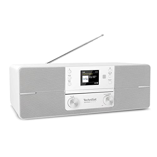 TechniSat DIGITRADIO 371 CD IR - Stereo Internetradio (DAB+, UKW, CD-Player, WLAN, Bluetooth, Farbdisplay, USB, AUX, Kopfhöreranschluss, Wecker, 10 Watt, Fernbedienung) weiß