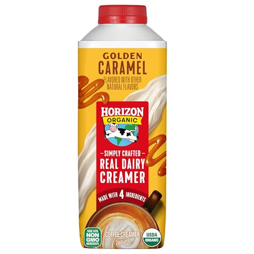 Horizon Organic Real Dairy Golden Caramel Coffee Creamer, Rich and Creamy Coffee Creamer Made With...