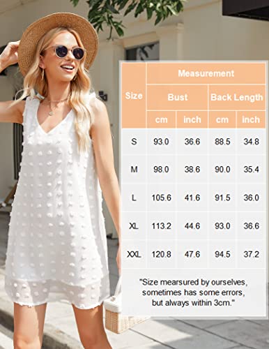 Hotouch Women's White Sundress Mini Petite Dresses Swiss Dot Summer Casual Dress (White M) #TOP4