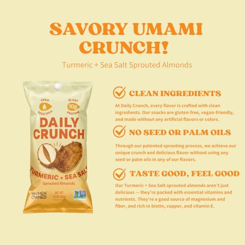 Image of Daily Crunch Sprouted Nuts, Turmeric & Sea Salt, 1.5 oz Bags, 8 Pack