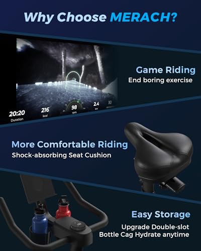 Merach MR-S26B1 Exercise Bike, Brake Pad Stationary Bike With Exclusive App, Low Noise Indoor Cycling Bike thumb #1