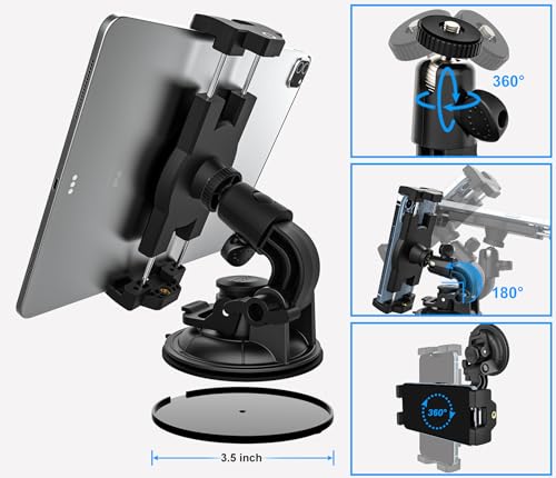YOOZ Heavy Duty Suction Car Tablet Mount for Windshield, Truck Tablet Holder Dashboard Window with 1/4" Screw Adapter for iPad Pro Air Mini, Galaxy Tabs, Phones, 4-12.9" & Gopro/Camera by YOOZ - Image 2