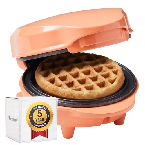 Bestron Mini-Waffeleisen für klassische Waffeln 10cm kleiner Waffelmaker inkl. Antihaftbeschichtung ideal für Kindergeburtstage Ostern oder Weihnachten Sweet Dreams Kollektion Farbe: Orange