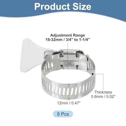 Abrazaderas de manguera para jardín y riego uxcell ajustables de acero inoxidable 18-32 mm 3