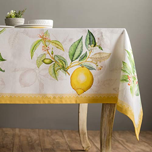 Maison D' Hermine Table Cloth 100% Cotton 60"X90" Decorative Tablecover Washable Rectangle Tablecloths For Gifts, Dining, Buffet Parties & Wedding Use, Limoncello - Spring/Summer #TOP2