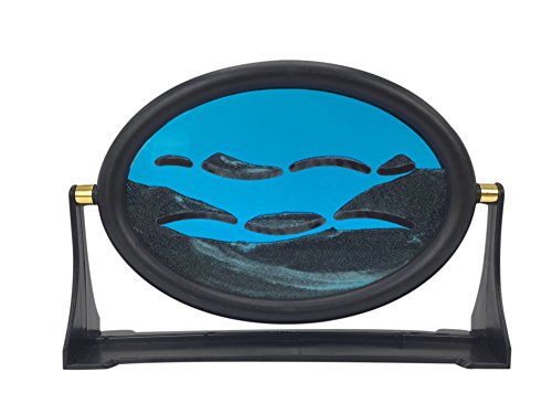 PROW® Blauwe zandschildering 3D-verlichting berguitzicht zandlandschap bewegend zandschilderij met cirkelvormig frame aanpassing werk stress