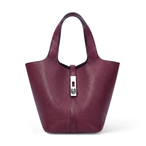 Image of Tote Bag for Women Vegan Leather Bucket Purse for Women Top Handle Handbag Shoulder Bag with Detachable Small Purse