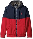 U.S. Polo Assn. Men's Fleece Color Blocked Hoodie with Faux Sherpa Lining, Classic Navy, X-Large